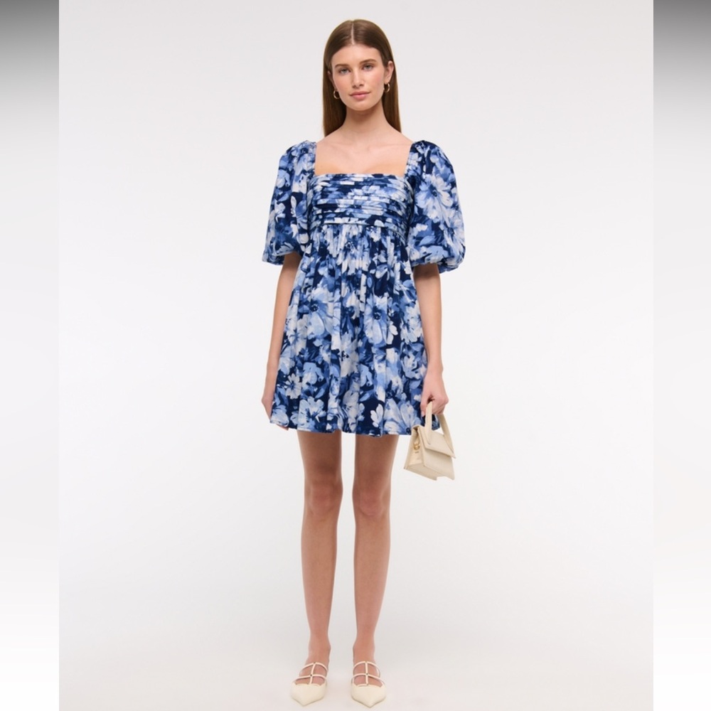 NWT A&F Emerson Poplin Puff Sleeve Mini Dress